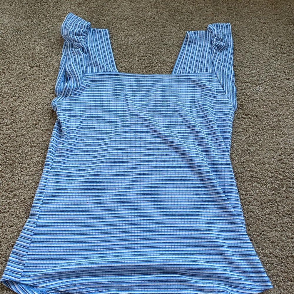 Ana blue and white striped tank top!